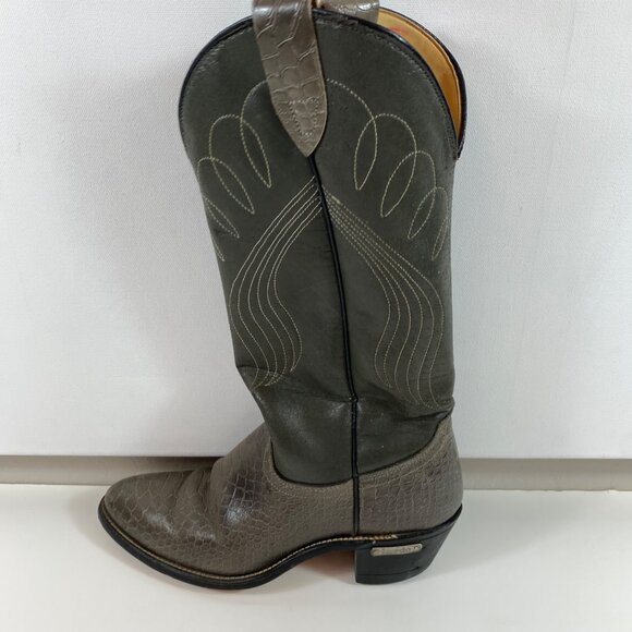 Laredo Womens Western Cowboy Brown Snakeskin Leather Boots 2" Heel Size 9 - Picture 4 of 14